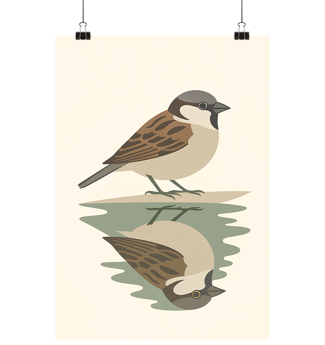 Pfützenspiegel – Haussperling - Poster Din A3 (hoch)